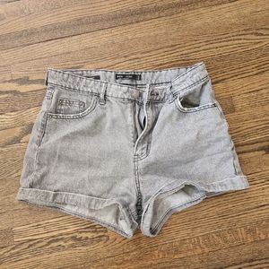 Bershka High Waisted Gray Denim Shorts